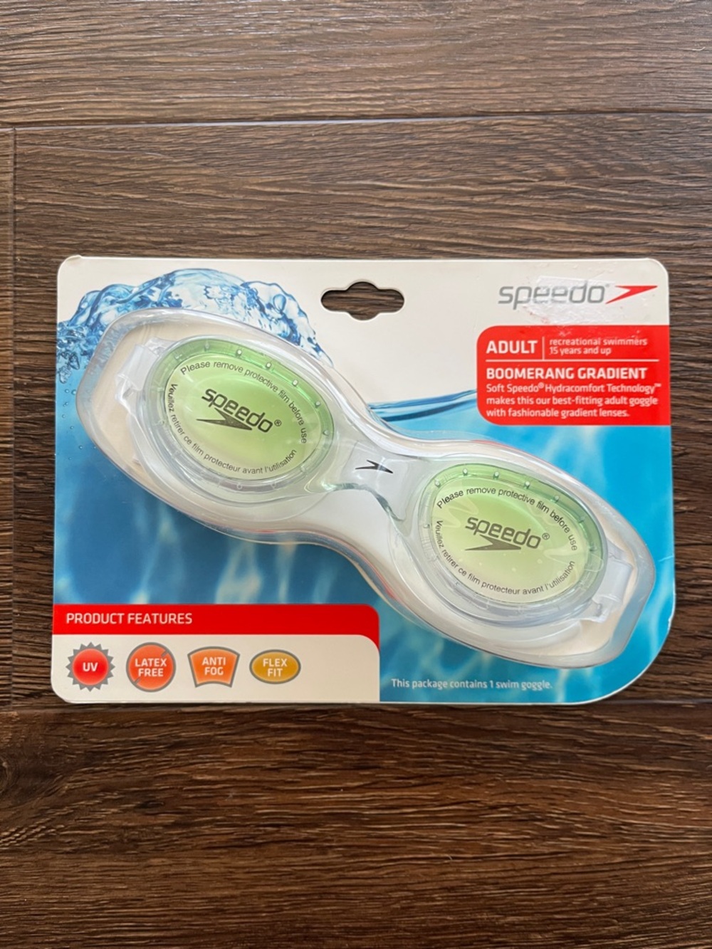 Speedo Adult Swim Goggles with Light Green Gradient Lenses New NWT